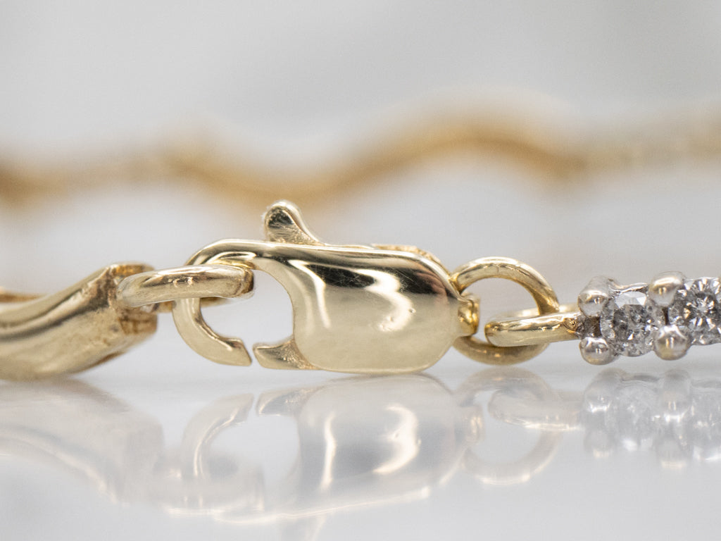 Diamond Two-Tone Gold Curved Bar Link Bracelet