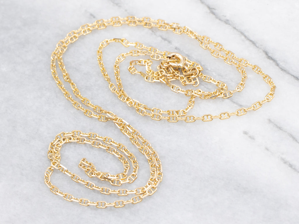 Long Italian Yellow Gold Anchor Chain