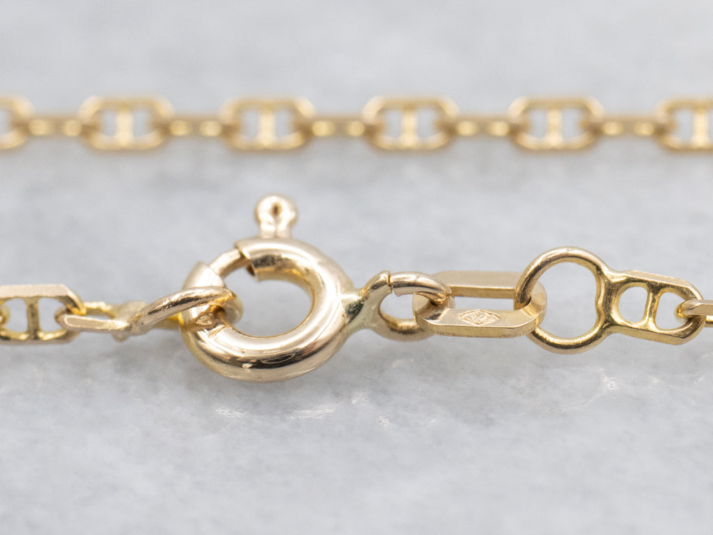 Long Italian Yellow Gold Anchor Chain