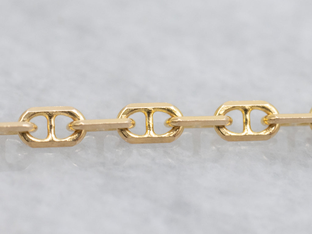 Long Italian Yellow Gold Anchor Chain