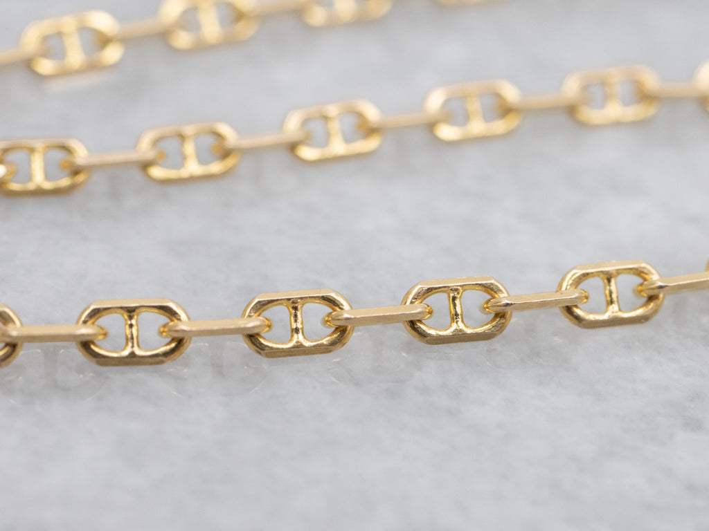 Long Italian Yellow Gold Anchor Chain
