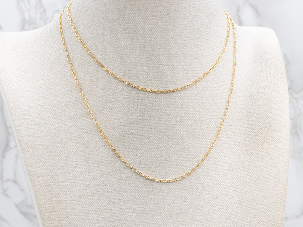 Long Italian Yellow Gold Anchor Chain