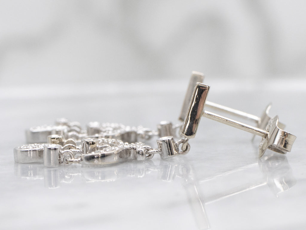 White Gold Swinging Teardrop Diamond Earrings