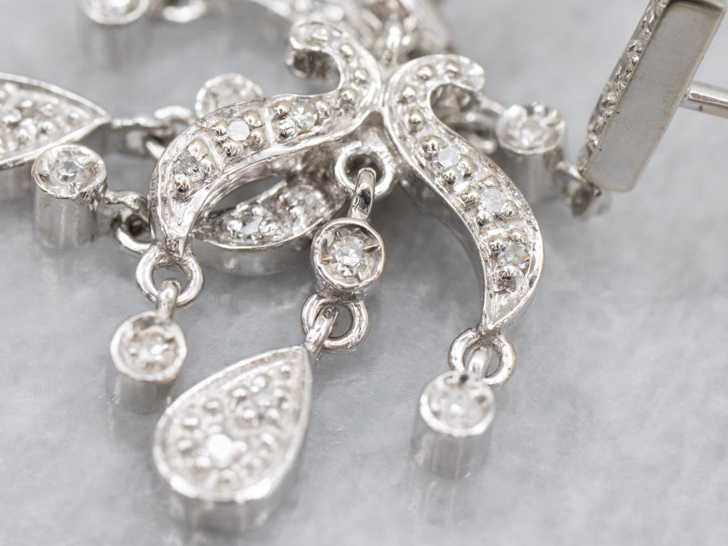 White Gold Swinging Teardrop Diamond Earrings