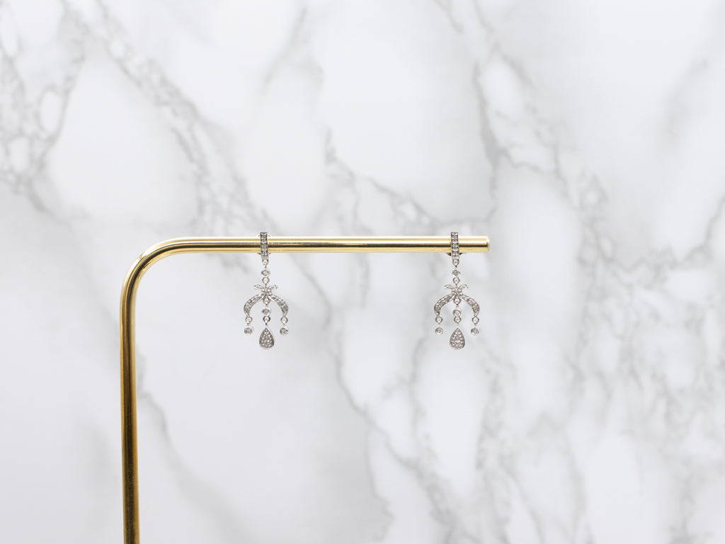 White Gold Swinging Teardrop Diamond Earrings
