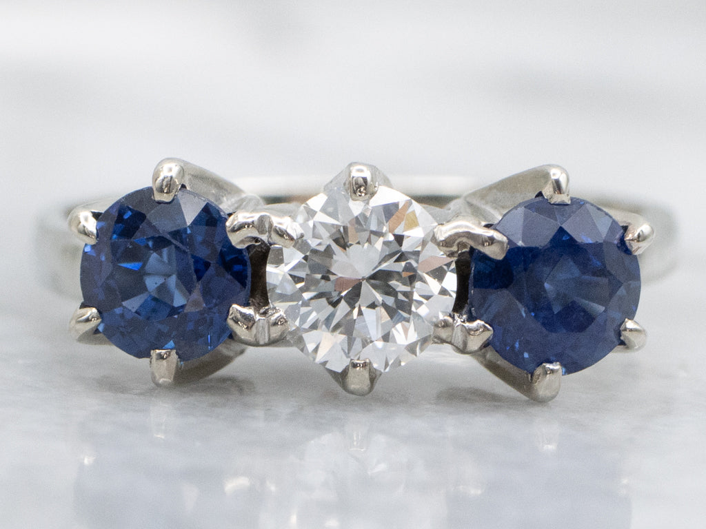 Diamond and Sapphire Three-Stone Anniversary Ring