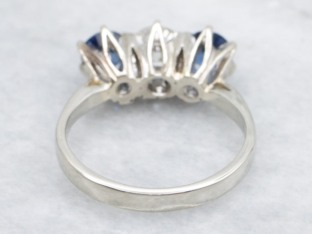 Diamond and Sapphire Three-Stone Anniversary Ring