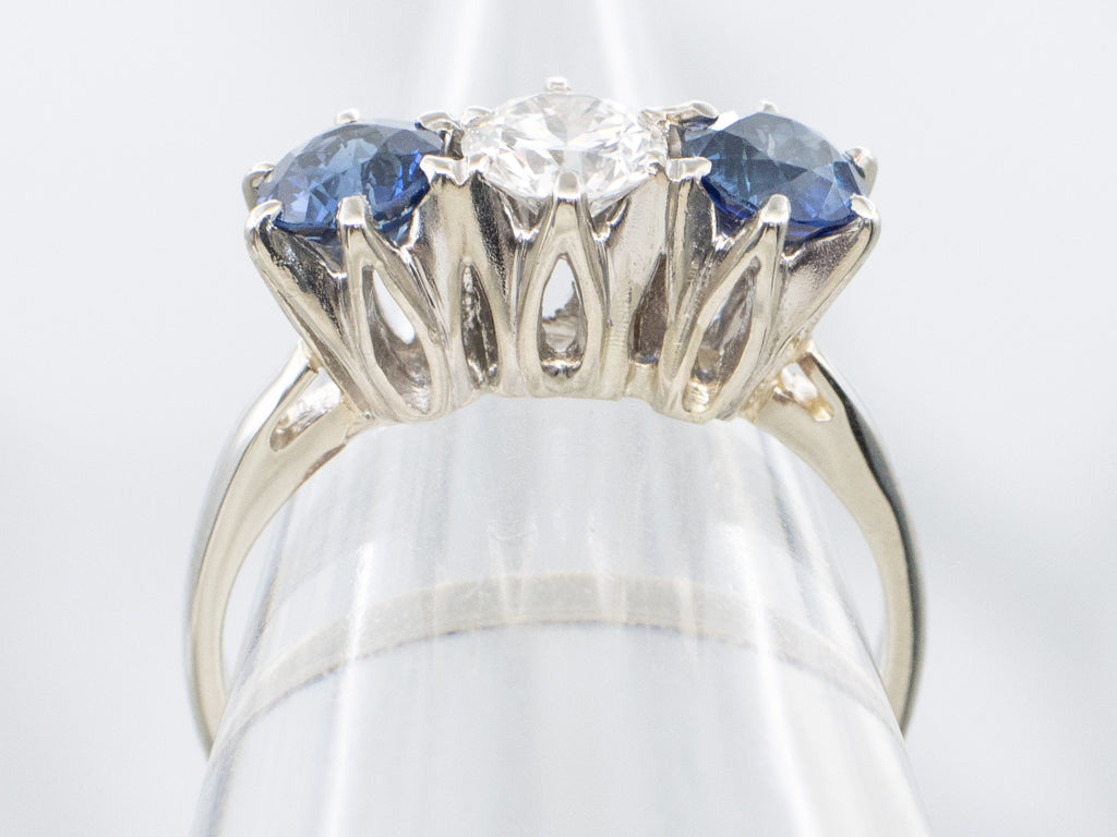 Diamond and Sapphire Three-Stone Anniversary Ring