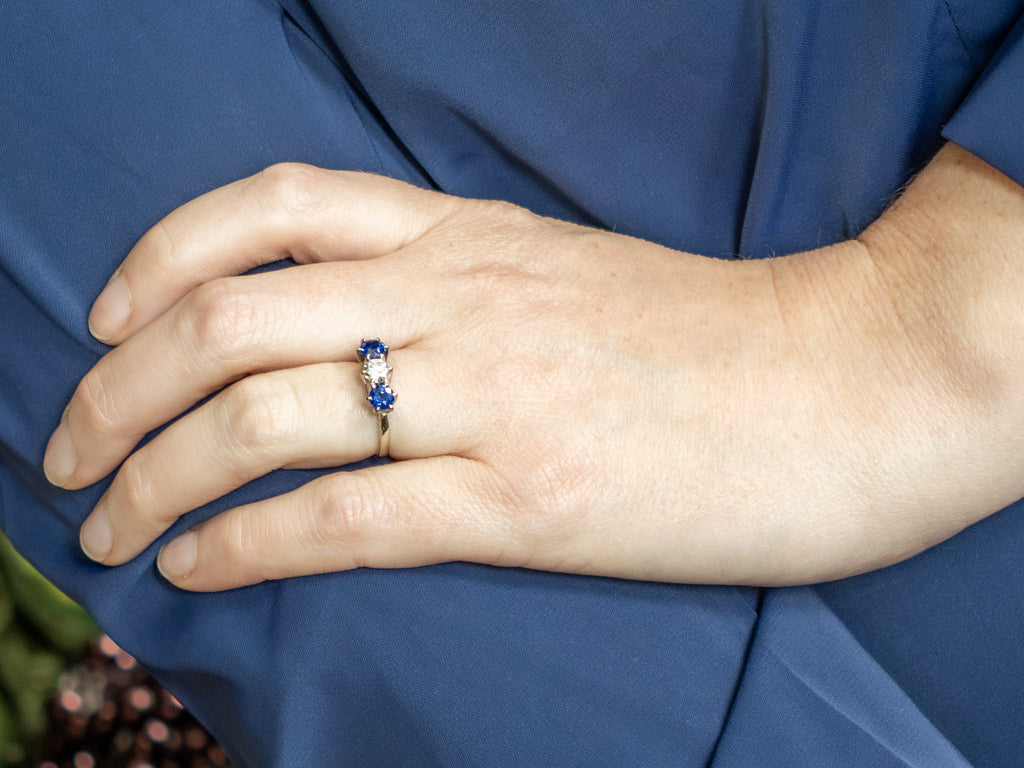 Diamond and Sapphire Three-Stone Anniversary Ring