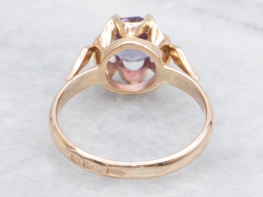 Buttercup-Set Synthetic Alexandrite Rose Gold Solitaire Ring