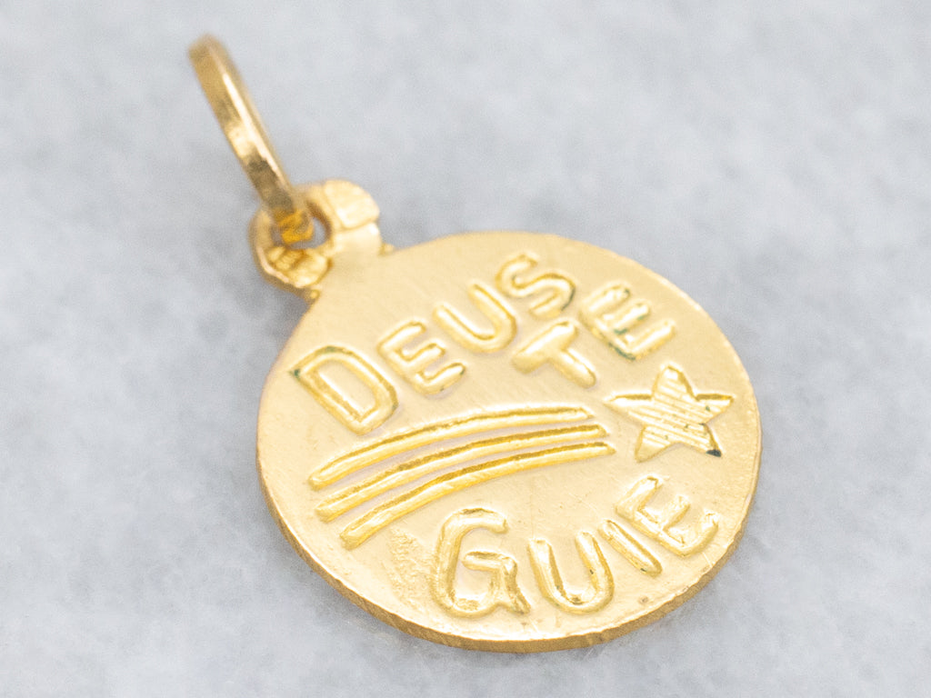 Portuguese "Deus Te Guie" 800 Gold Disc Charm