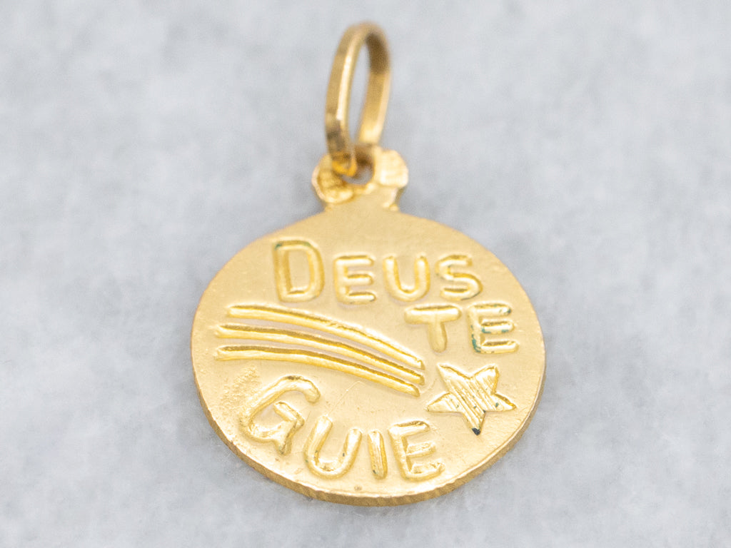 Portuguese "Deus Te Guie" 800 Gold Disc Charm