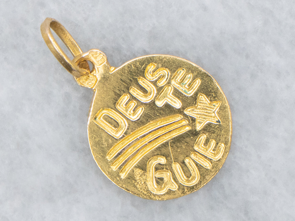Portuguese "Deus Te Guie" 800 Gold Disc Charm