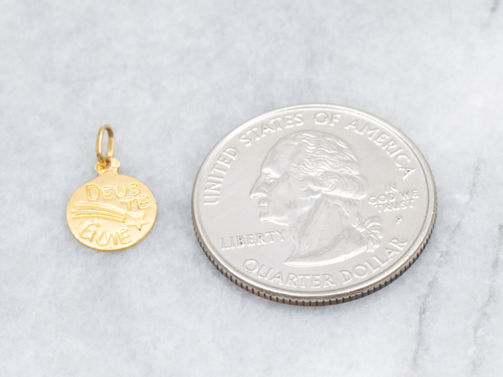 Portuguese "Deus Te Guie" 800 Gold Disc Charm
