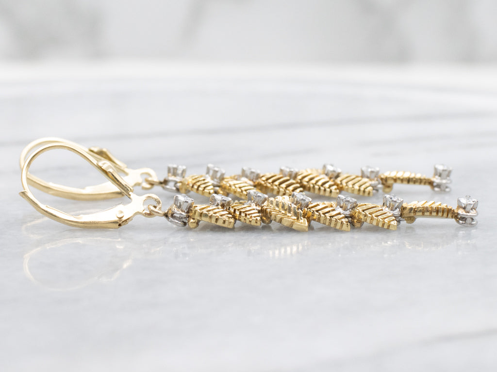 Botanical Gold Diamond Drop Earrings