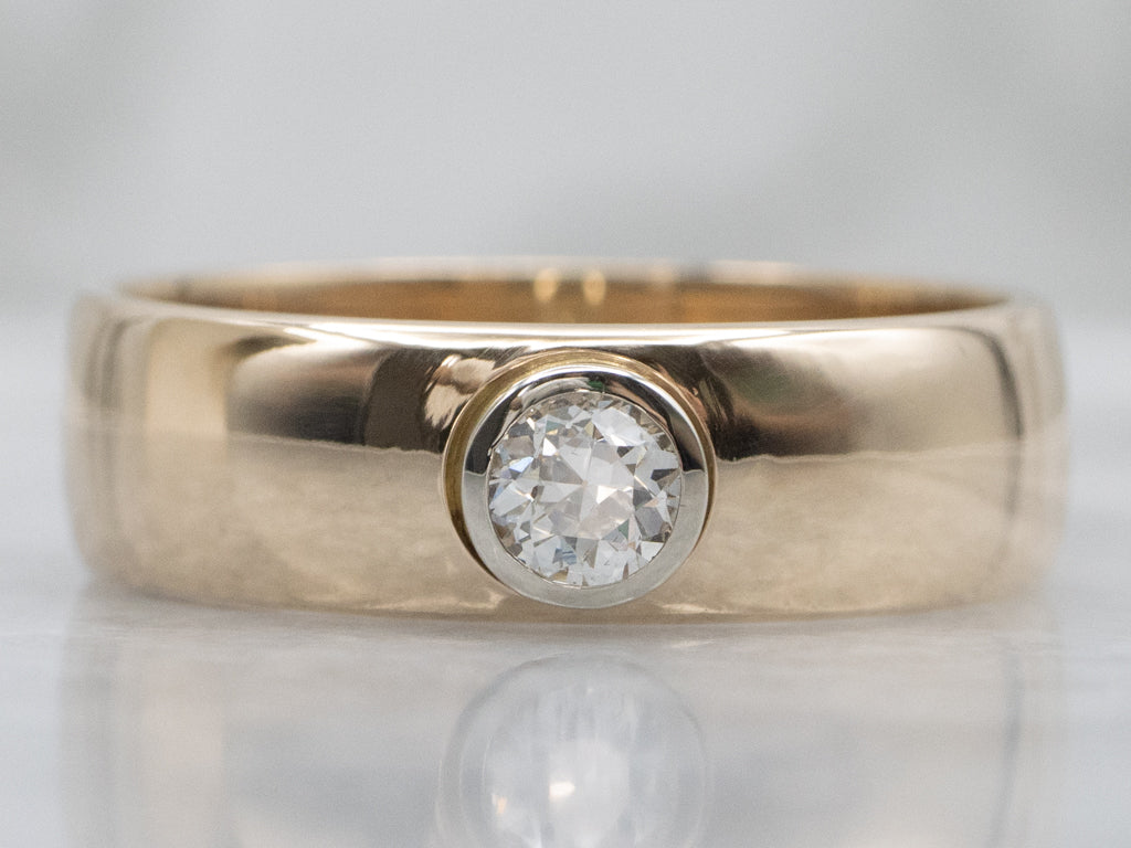 Bezel-Set European Cut Diamond Solitaire Engagement Ring