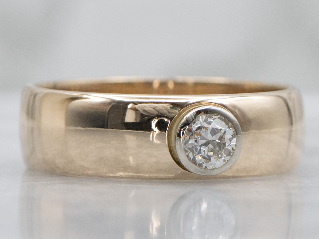 Bezel-Set European Cut Diamond Solitaire Engagement Ring