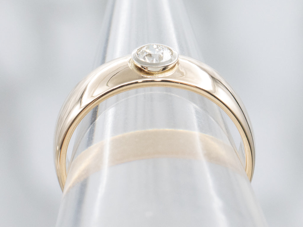 Bezel-Set European Cut Diamond Solitaire Engagement Ring