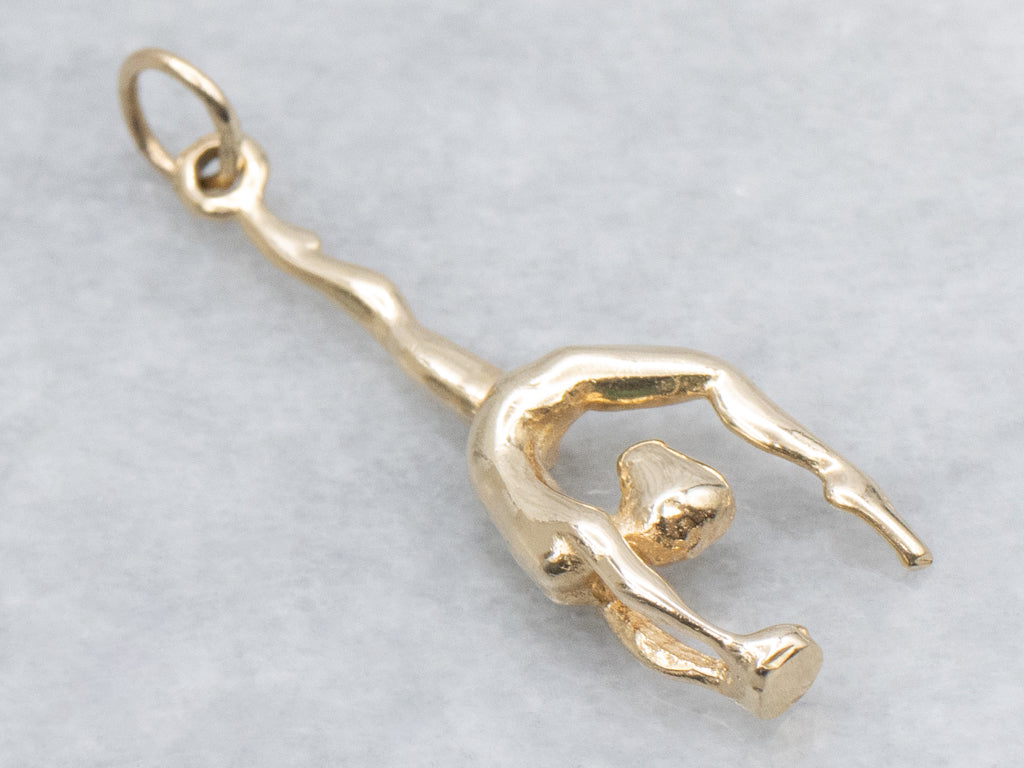 Vintage Yellow Gold Gymnast Charm Pendant