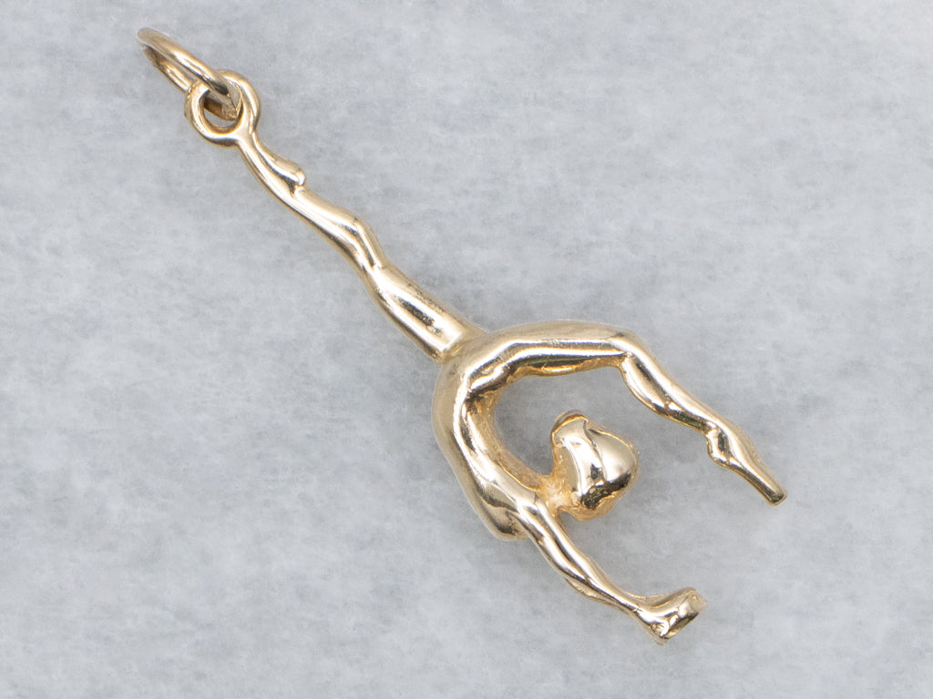 Vintage Yellow Gold Gymnast Charm Pendant
