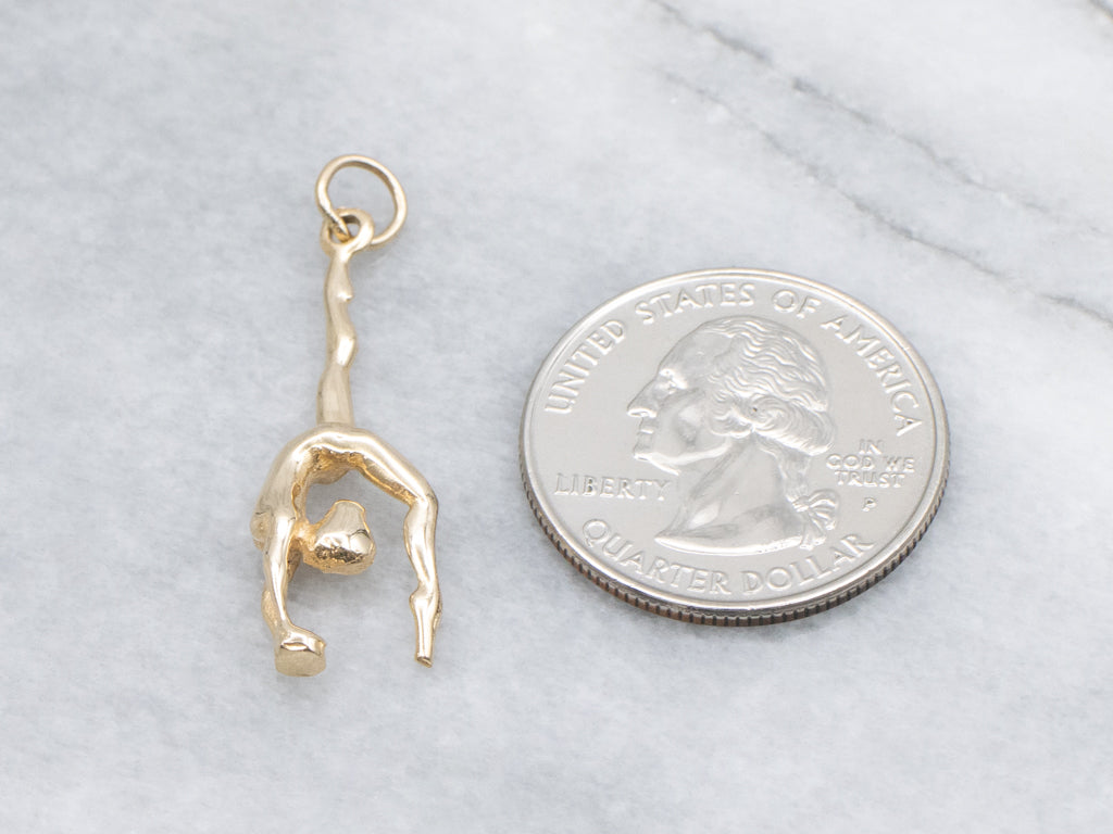 Vintage Yellow Gold Gymnast Charm Pendant