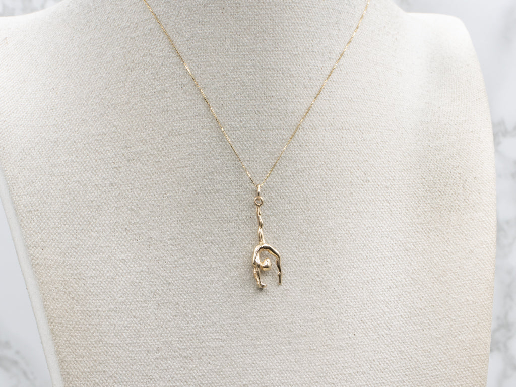 Vintage Yellow Gold Gymnast Charm Pendant