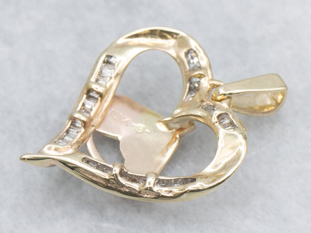 Mix-Cut Diamond Heart Equestrian Pendant