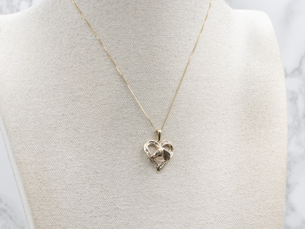 Mix-Cut Diamond Heart Equestrian Pendant