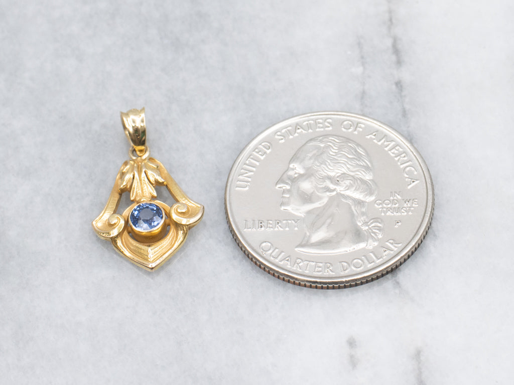 Antique Gold and Sapphire Stickpin Conversion Pendant