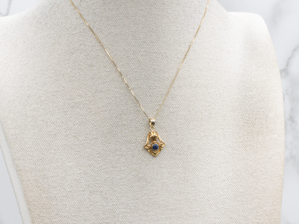 Antique Gold and Sapphire Stickpin Conversion Pendant