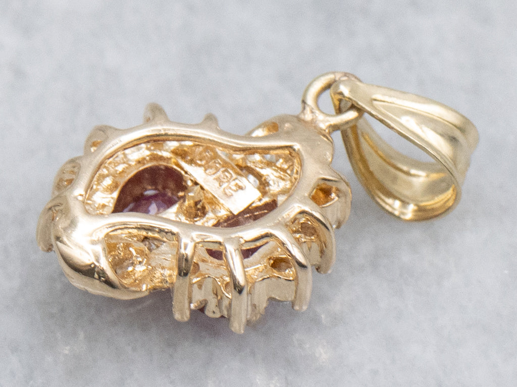 Double Ruby Diamond and Gold Pendant