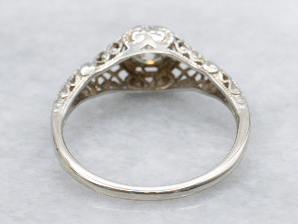 Art Deco Era Old Mine Cut Diamond Solitaire Engagement Ring