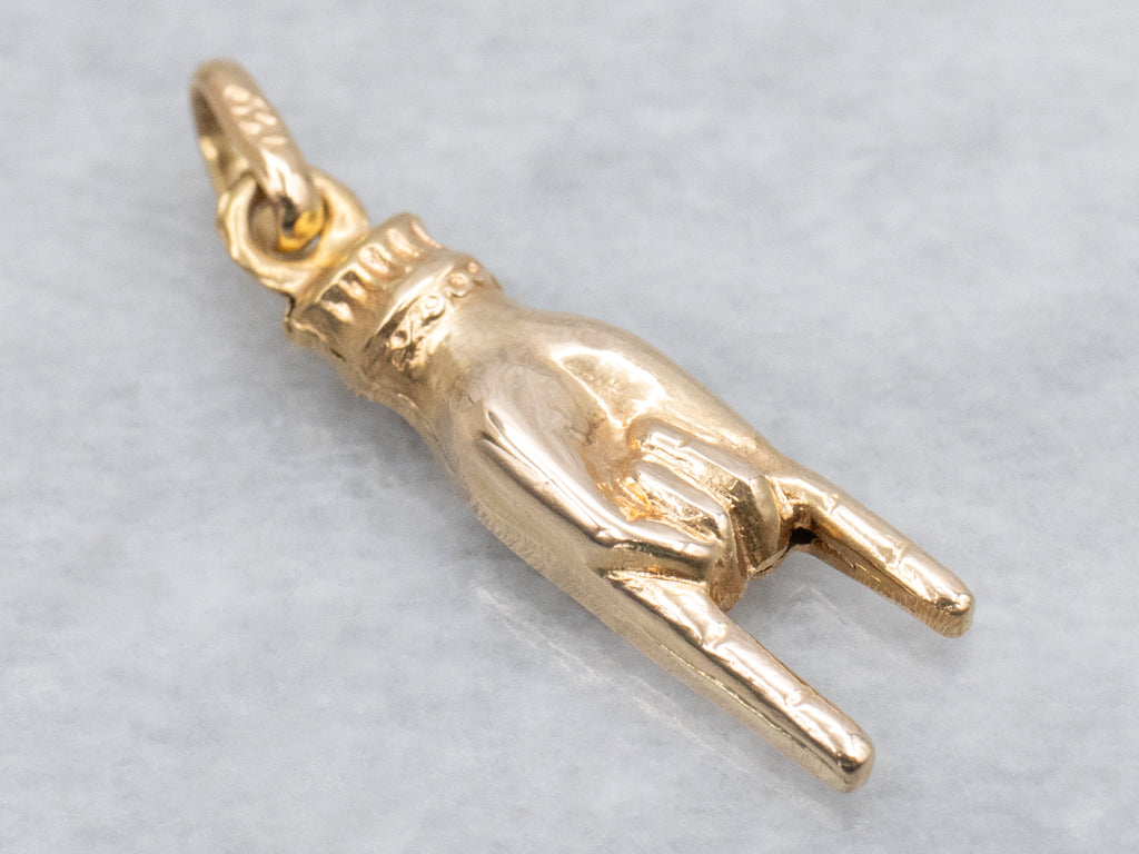 Italian Mano Cornuto Hand Gold Charm Pendant