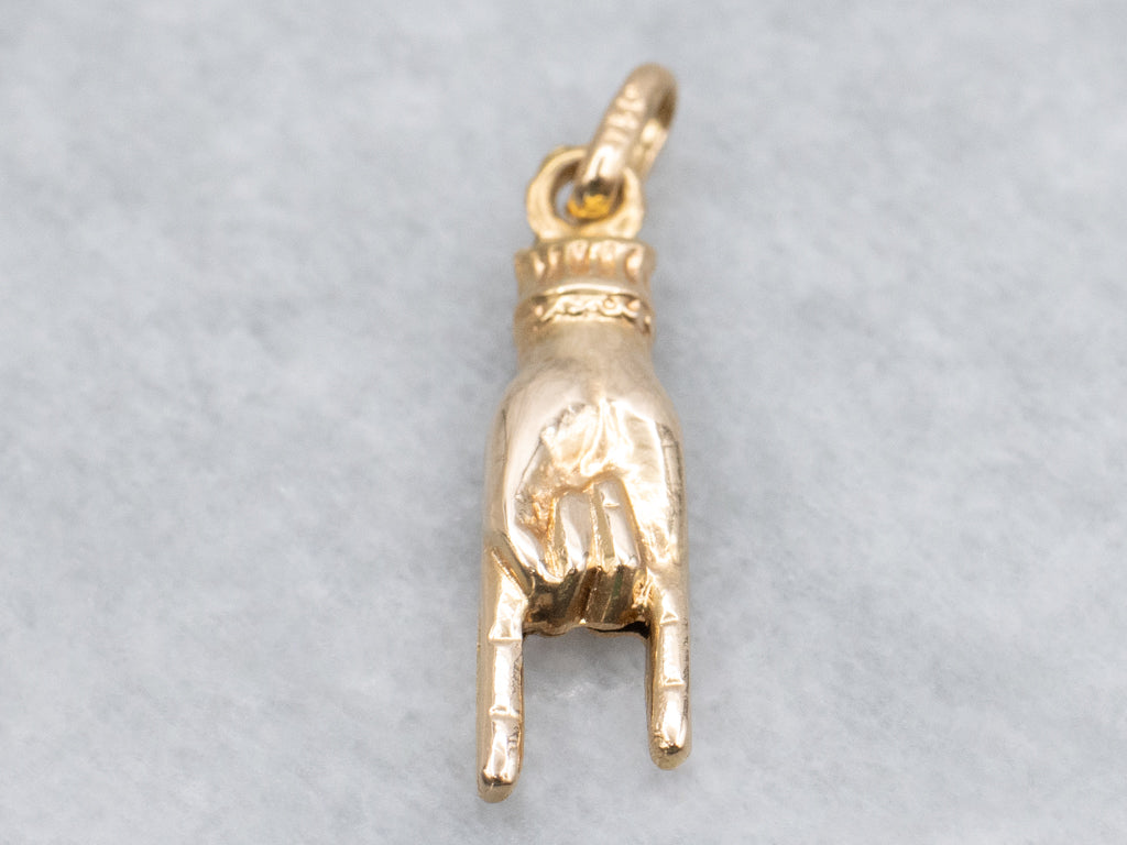 Italian Mano Cornuto Hand Gold Charm Pendant