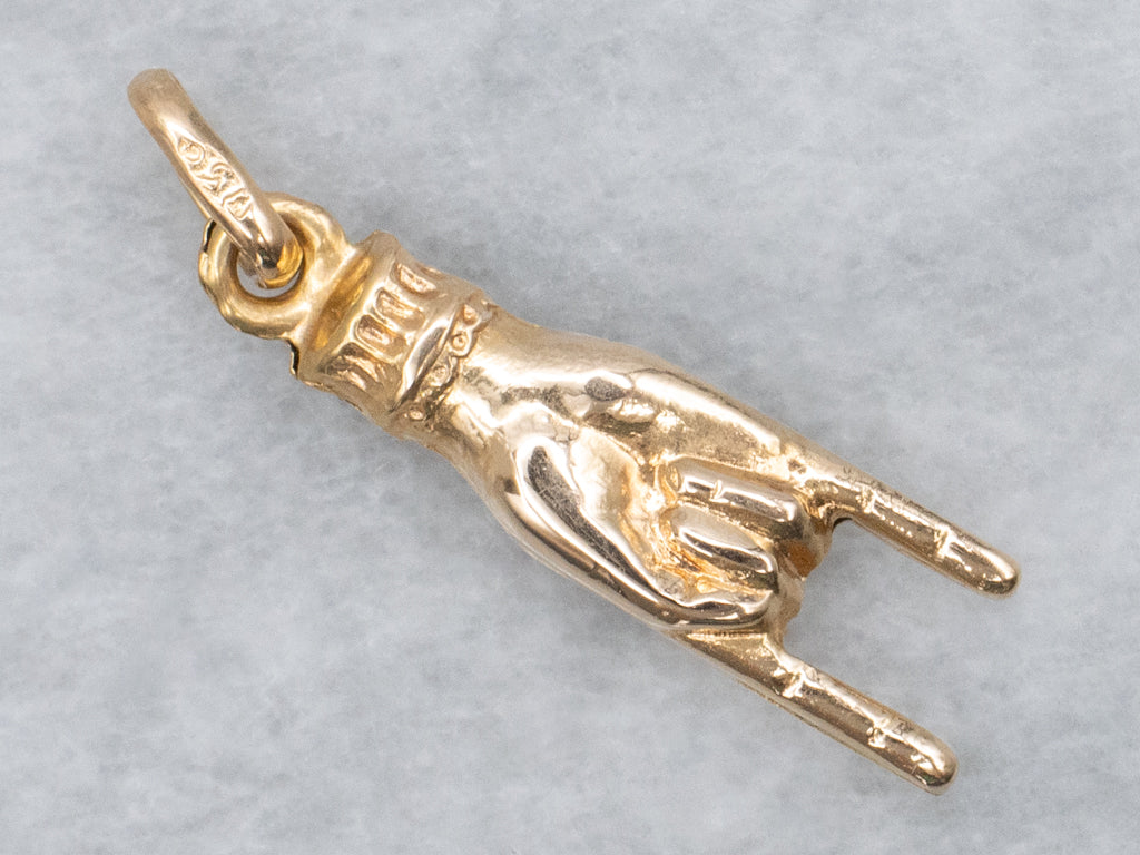 Italian Mano Cornuto Hand Gold Charm Pendant