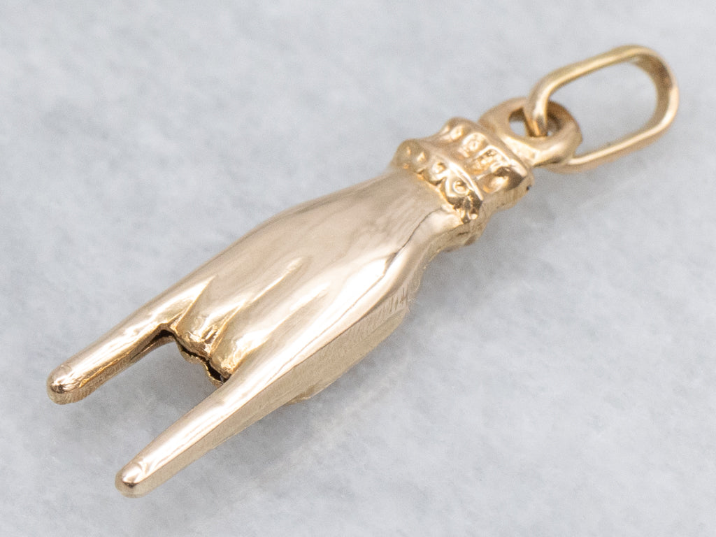 Italian Mano Cornuto Hand Gold Charm Pendant