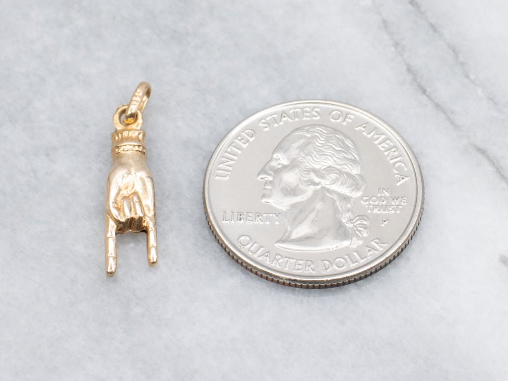 Italian Mano Cornuto Hand Gold Charm Pendant