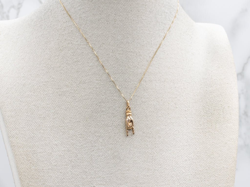 Italian Mano Cornuto Hand Gold Charm Pendant