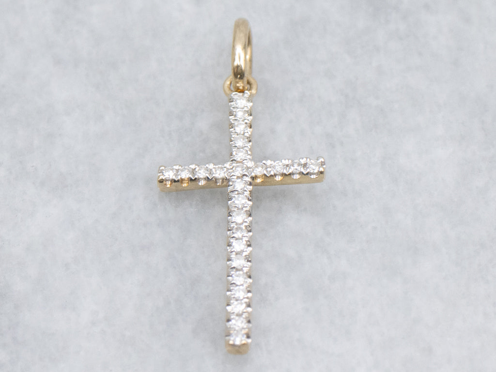 Sparkling Gold and Diamond Cross Pendant