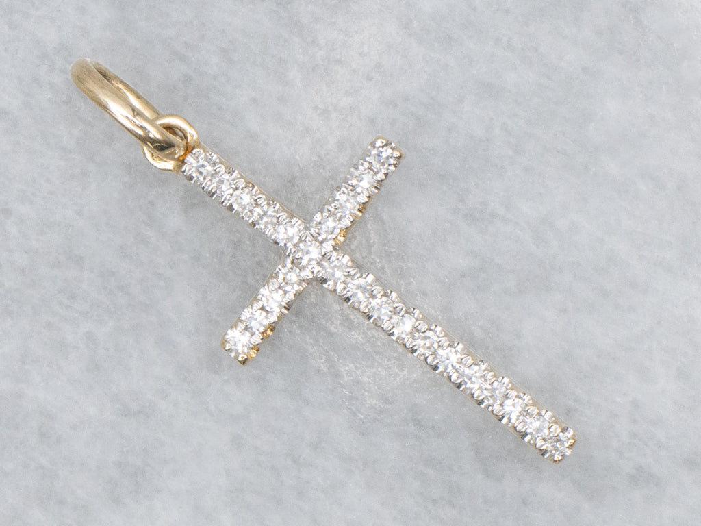 Sparkling Gold and Diamond Cross Pendant