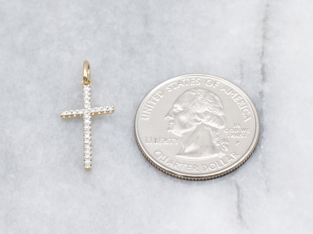 Sparkling Gold and Diamond Cross Pendant