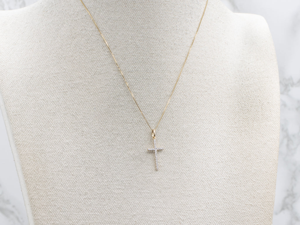 Sparkling Gold and Diamond Cross Pendant