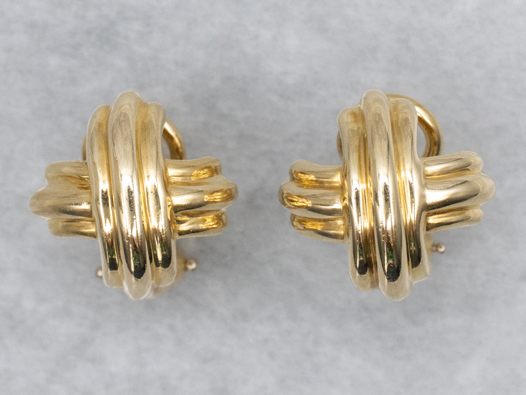 Vintage Tiffany & Co 18-Karat Yellow Gold "X" Earrings