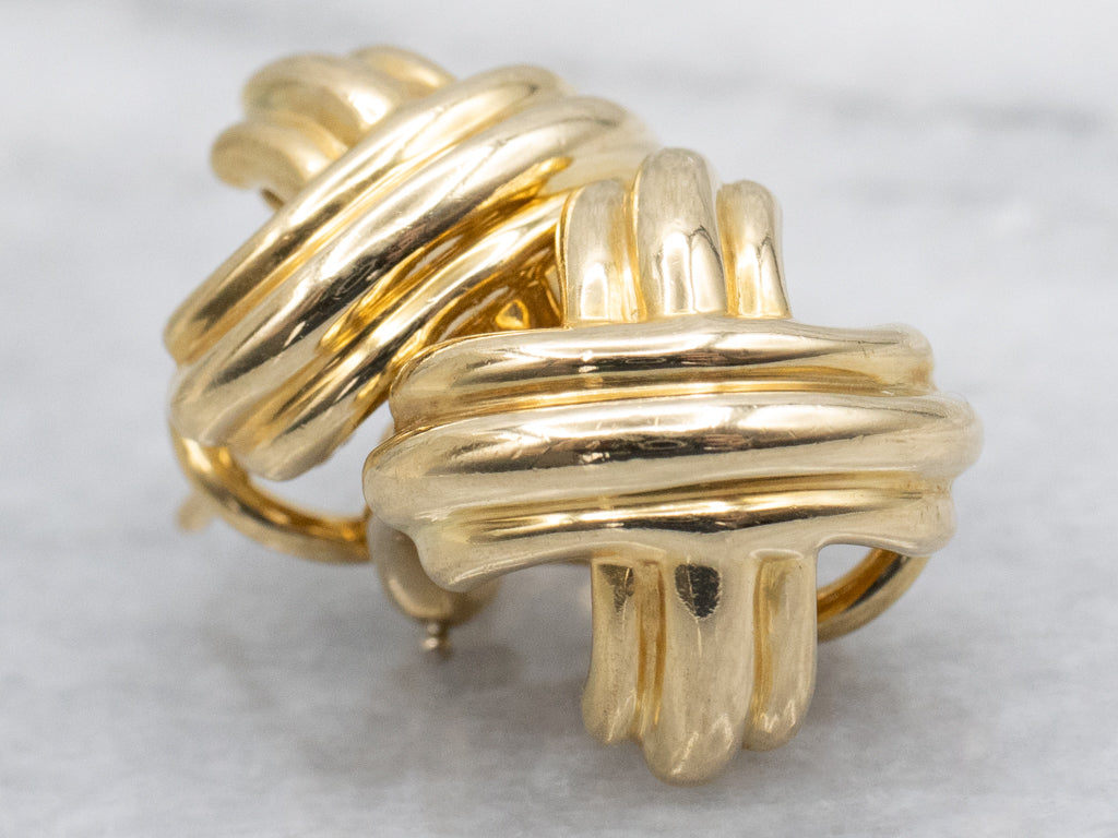 Vintage Tiffany & Co 18-Karat Yellow Gold "X" Earrings