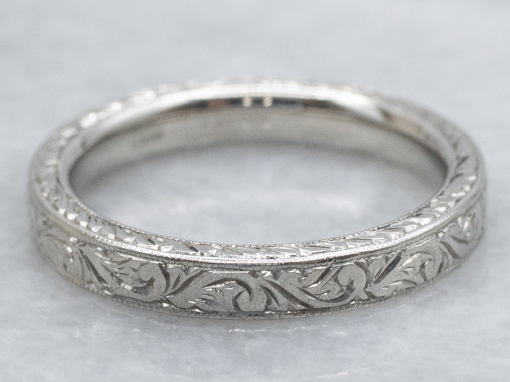 Engraved Pattern Platinum Band