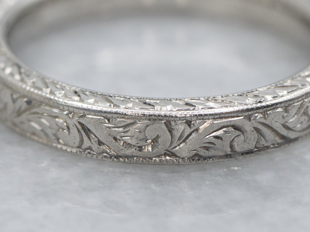 Engraved Pattern Platinum Band