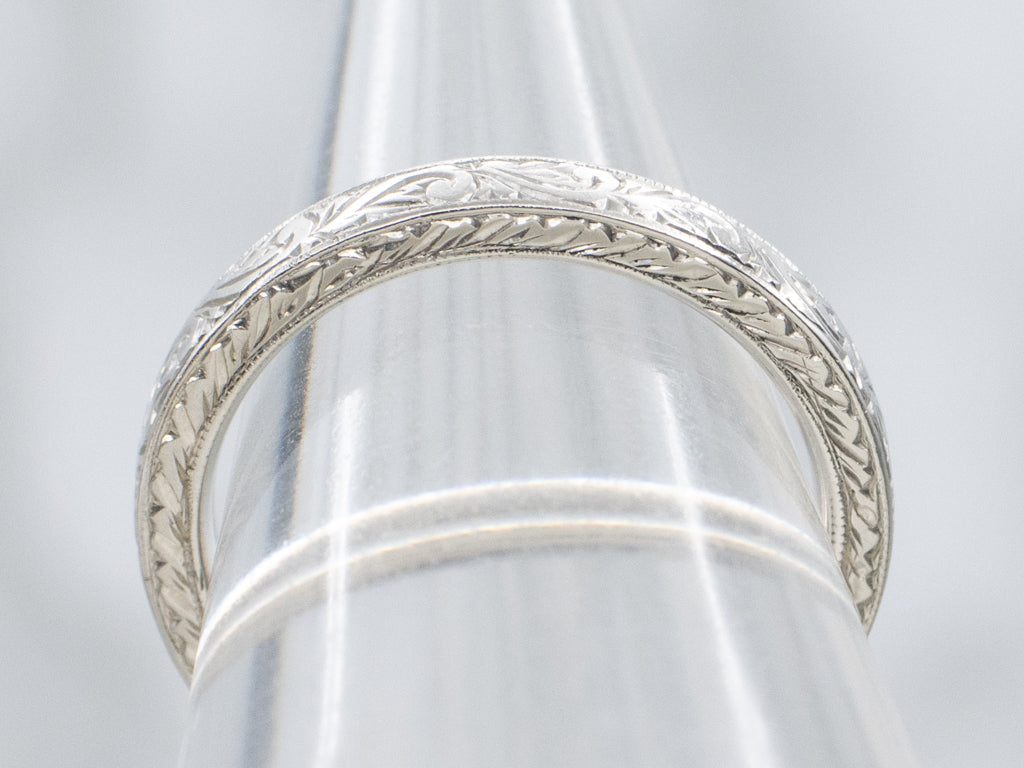 Engraved Pattern Platinum Band