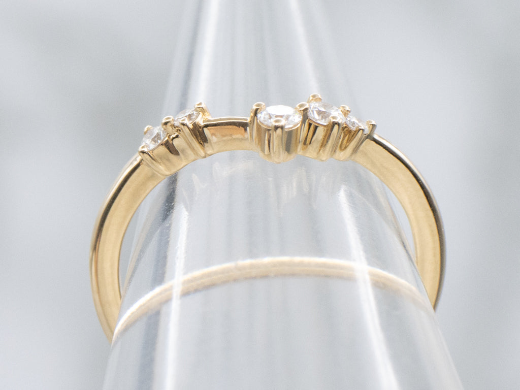 Brilliant Diamond Abstract Yellow Gold V-Band
