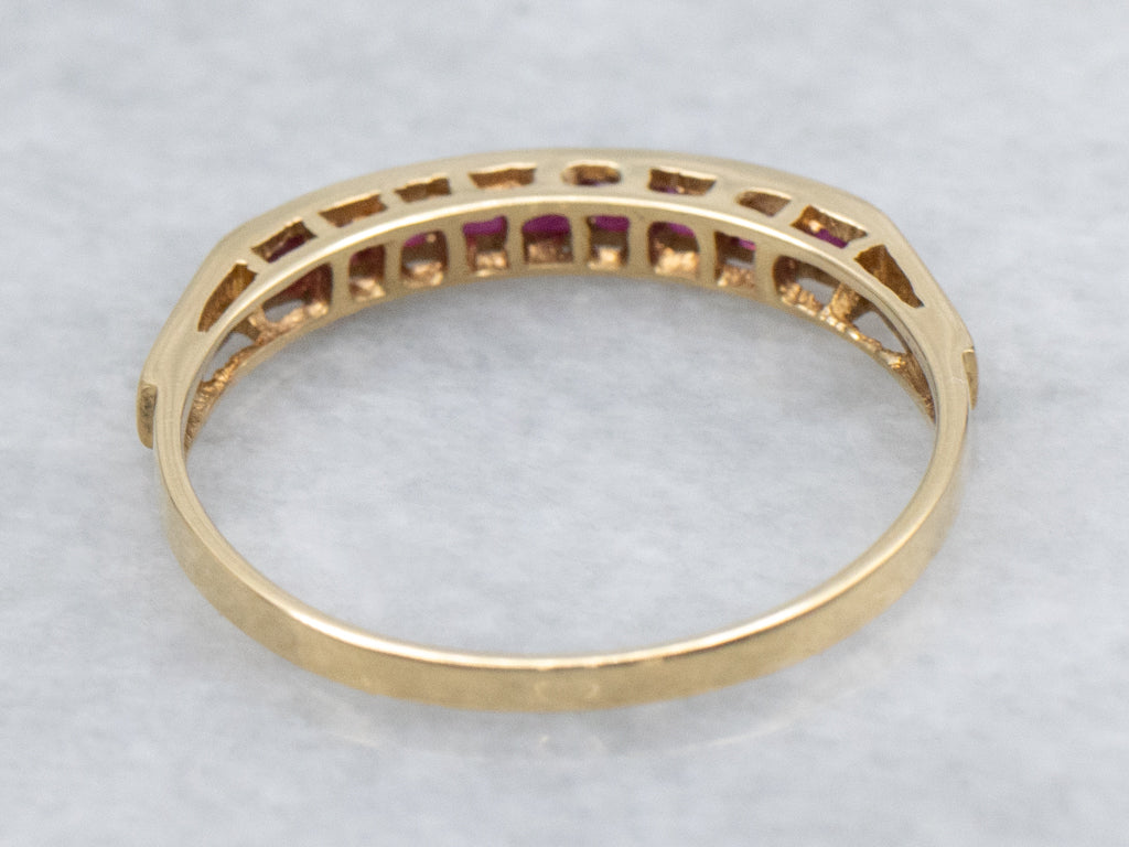 18-Karat Gold Square-Cut Ruby Channel-Set Gemstone Band