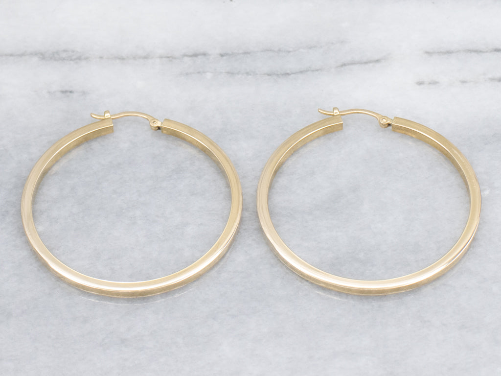 Squared Yellow Gold Hoop Earrings